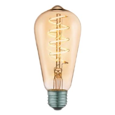 Lampadina Vintage Design Ambra attaco E27 con Spirale LED Bianco Caldo 4W